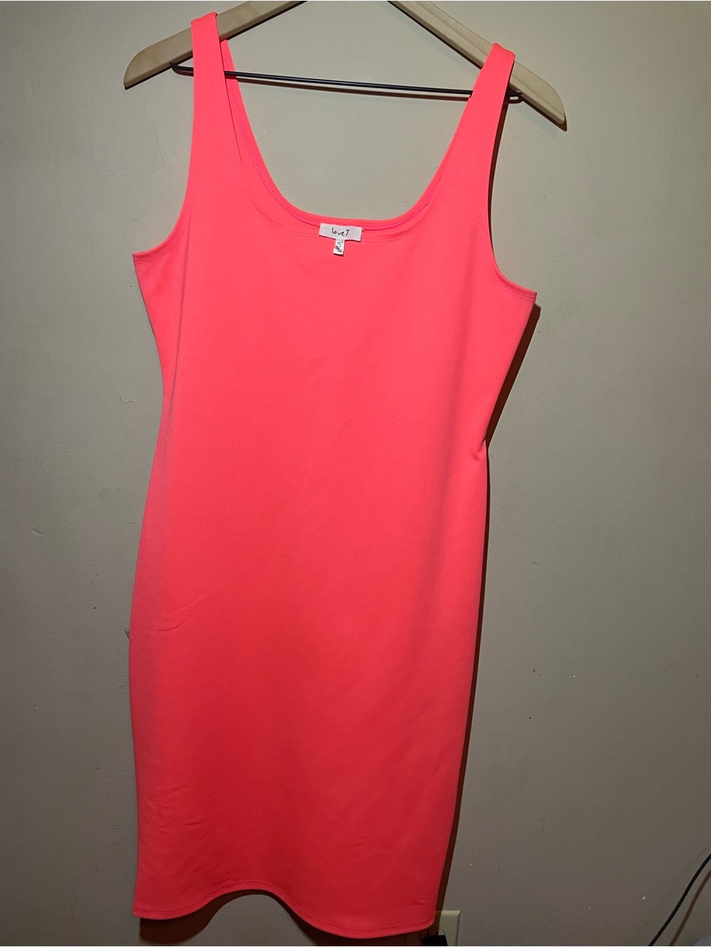 Love J Neon Coral Pink Dress XL Bright Summer Stretch Casual Boutique